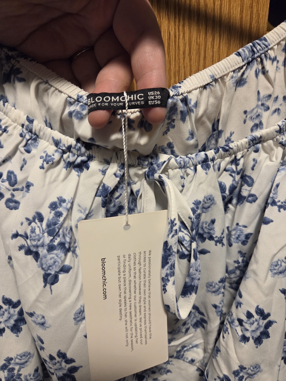 BloomChic White Dress with Blue Floral Print - Picture 2 of 2